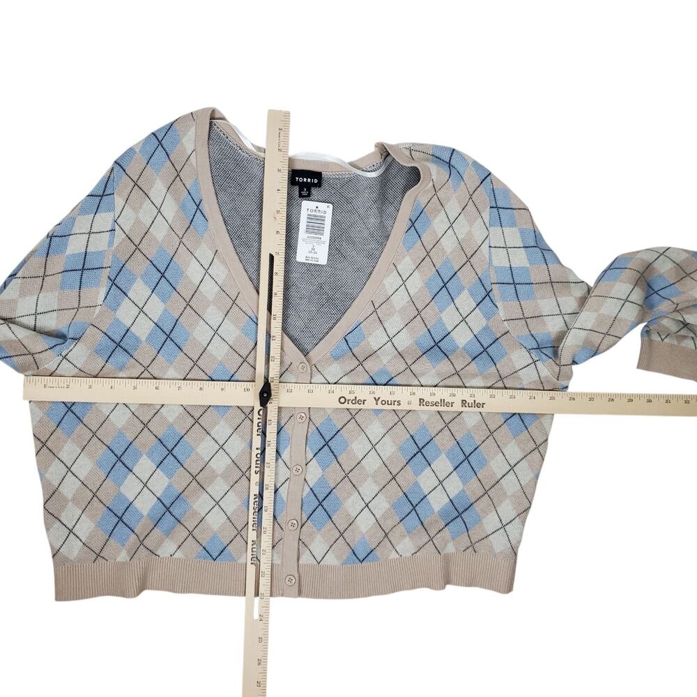 NEW Torrid Jacquard Shrug Cardigan Sweater Plus Sz 3X Sandstone Plaid Long Sleev - Picture 13 of 15